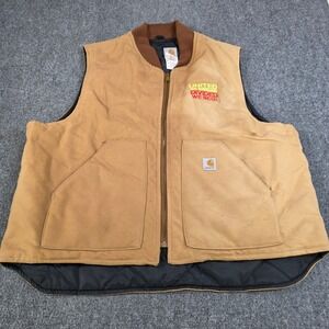 Carhartt Mens VO1 2XL Tan Quilted Lined Vest United We‎ Begi Logo Made in USA
